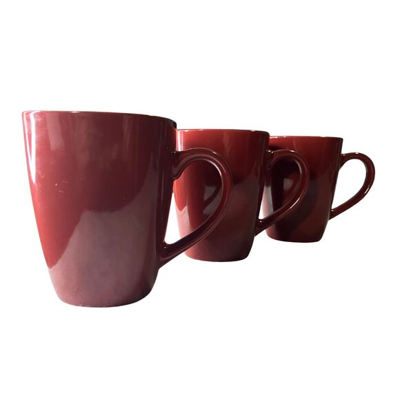 Corelle Hearthstone Red & Black Stoneware Coffee Mugs Set of 3 - Picture 7 of 8